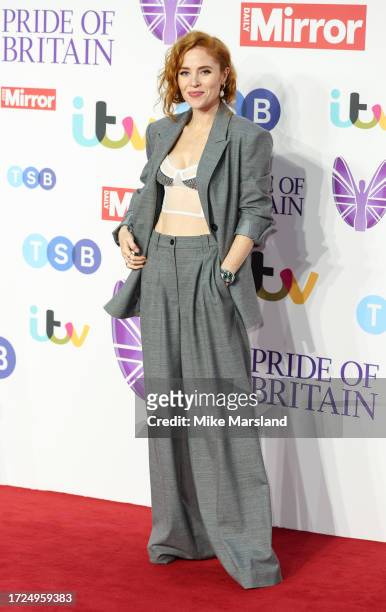 Angela Scanlon arrives at the Pride Of Britain Awards 2023 at Grosvenor House on October 08, 2023 in London, England.