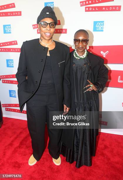 Lena Waithe and Cynthia Erivo pose at the opening night of "Stephen Sondheim's Merrily We Roll Along" on Broadway at The HUdson Theater on October 8,...