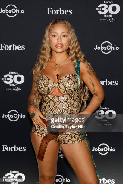 Latto attends the Forbes 30 Under 30 Summit at Cleveland Public Auditorium on October 08, 2023 in Cleveland, Ohio.