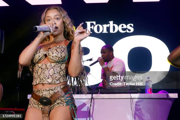 Latto performs during the Forbes 30 Under 30 Summit at Cleveland Public Auditorium on October 08, 2023 in Cleveland, Ohio.