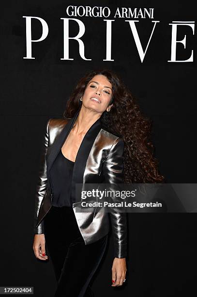 Afef Jnifen attends the Giorgio Armani Prive show as part of Paris Fashion Week Haute-Couture Fall/Winter 2013-2014 at Theatre National de Chaillot...