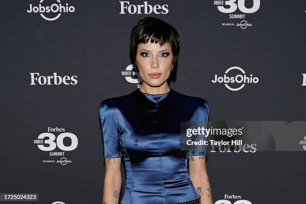 Halsey attends the Forbes 30 Under 30 Summit at Cleveland Public Auditorium on October 08, 2023 in Cleveland, Ohio.