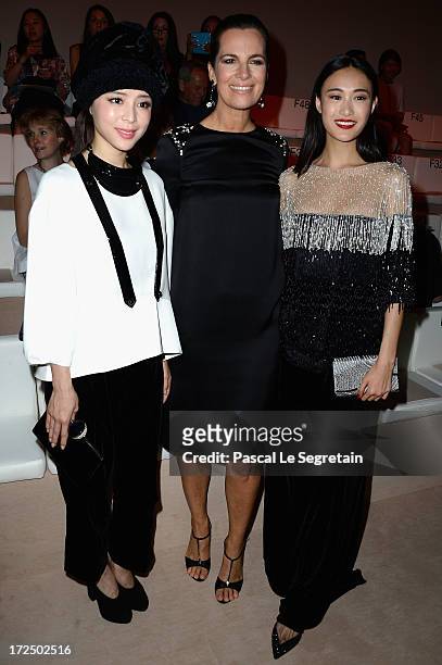 Roberta Armani , Shu Pei Qin and a guest attend the Giorgio Armani Prive show as part of Paris Fashion Week Haute-Couture Fall/Winter 2013-2014 at...