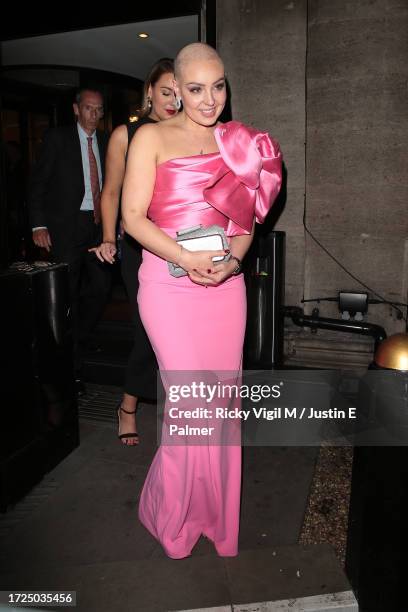 Amy Dowden seen leaving the Pride Of Britain Awards 2023 held at Grosvenor House on October 08, 2023 in London, England.