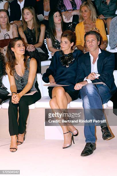 Alyson Le Borges, Prince Emmanuel Philibert of Savoy and his wife Clotilde Courau, Princess of Savoy attend the Giorgio Armani Prive show as part of...