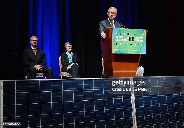 Mandalay Bay Resort and Casino President and Chief Operating Officer Chuck Bowling and U.S. Secretary of the Interior Sally Jewell look on as U.S....