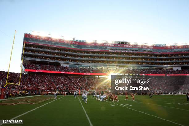 General view during the second quarter of a game between the San Francisco 49ers and the Dallas Cowboys at Levi's Stadium on October 08, 2023 in...