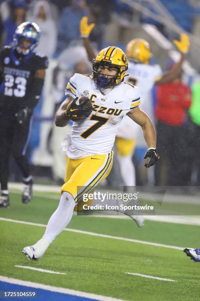 Missouri Tigers running back Cody Schrader in a game between the Missouri Tigers and the Kentucky Wildcats on October 14 at Kroger Field in...