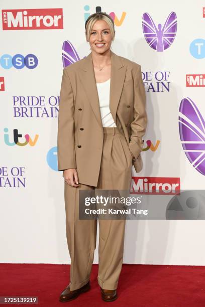 Leah Williamson arrives at the Pride Of Britain Awards 2023 at Grosvenor House on October 08, 2023 in London, England.