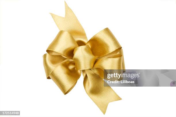 gold bow series (clipping path xl) - bow stock pictures, royalty-free photos & images