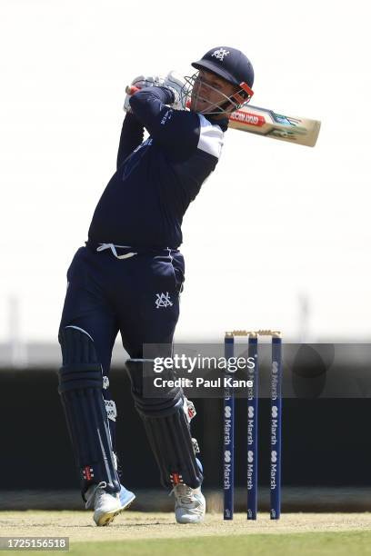 Tom Rogers of Victoria bats during the Marsh One Day Cup match between Western Australia and Victoria at the WACA, on October 09 in Perth, Australia.