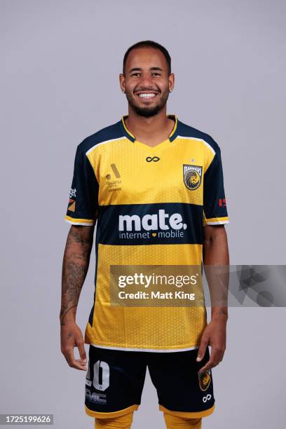 Marco Túlio poses during a Central Coast Mariners A-League Men's headshots session at Breakers Country Club on September 14, 2023 in Gosford,...