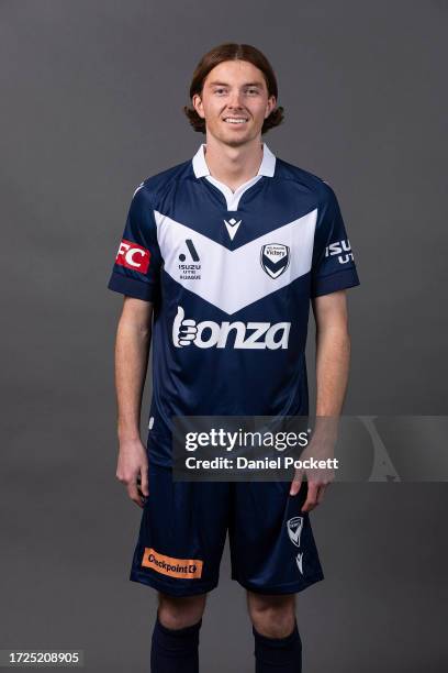Owen McCloskey poses during a Melbourne Victory A-League Men's headshots session on September 21, 2023 in Melbourne, Australia.