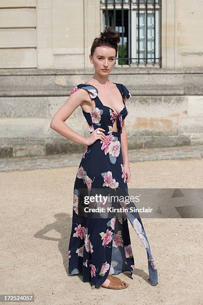 Fashion Student Elie McLean wears an Urban Outfitters dress, Sports Girl shoes on day 1 of Paris Collections: Womens Haute Couture on July 01, 2013...