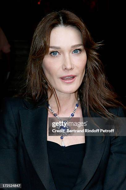 Carla Bruni-Sarkozy arriving at Bulgari event to present the Diva Collection at Hotel Potocki on July 2, 2013 in Paris, France.