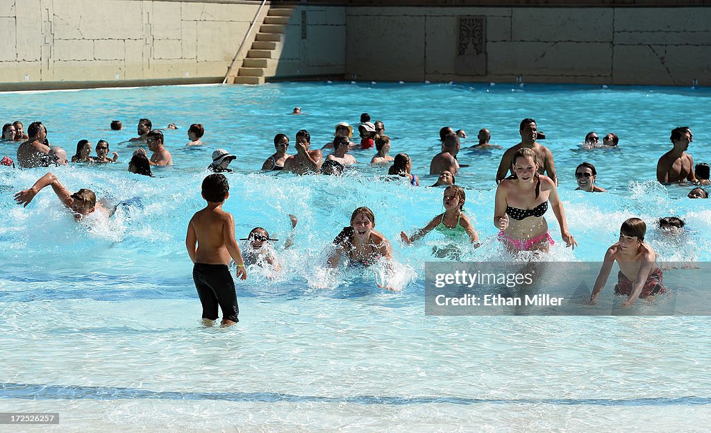 Wave Pool Offers Refuge From Extreme Heat At Mandalay Bay