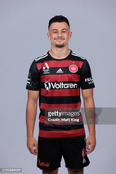 Dylan Scicluna poses during a Western Sydney Wanderers A-League Men's headshots session at CommBank Stadium on September 27, 2023 in Sydney,...
