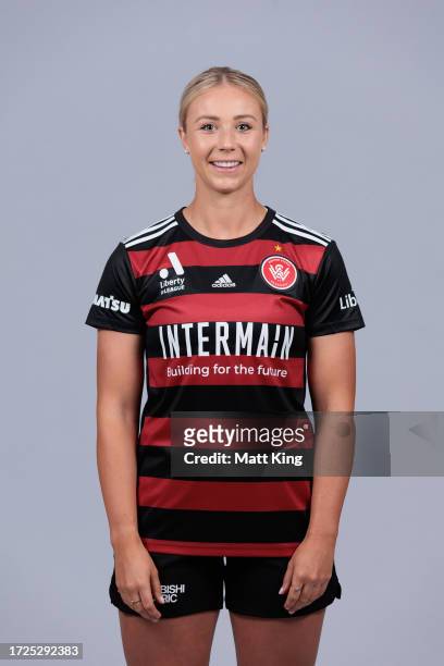 Lauren Keir poses during a Western Sydney Wanderers A-League Women's headshots session at CommBank Stadium on September 27, 2023 in Sydney, Australia.