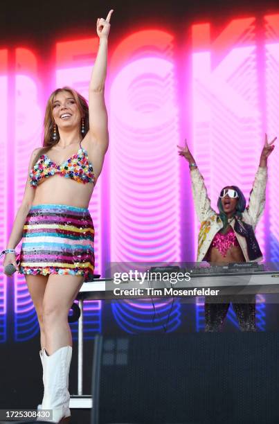 Becky Hill performs during the 2023 Austin City Limits Music festival at Zilker Park on October 08, 2023 in Austin, Texas.