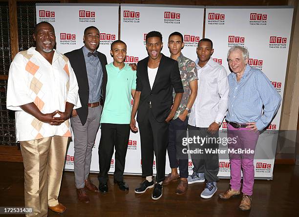 Chuck Cooper, Grantham Coleman, Nicholas L. Ashe, Jeremy Pope, Kyle Beltran, Wallace Smith and Austin Pendleton attend the opening night party for...