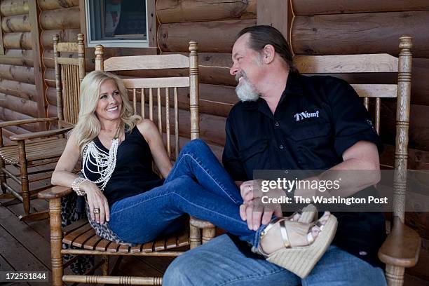 Ted and his wife Shemane Nugent play with the dogs on their 1,200 acre ranch in Concord, Michigan on June 6, 2013. Ted said when he was younger he...