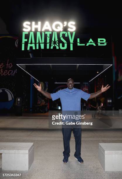 Shaquille O'Neal attends the debut of Shaq's Fantasy Lab Las Vegas at the Fashion Show mall on October 08, 2023 in Las Vegas, Nevada.