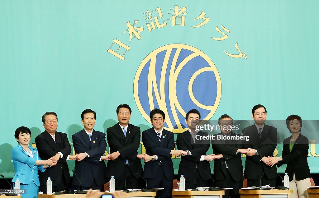 Japanese Prime Minister Shinzo Abe Debates With Other Party Leaders