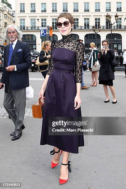 Ulyana Sergeenko attends the Elie Saab show as part of Paris Fashion Week Haute-Couture Fall/Winter 2013-2014 at Palais Brongniart on July 3, 2013 in...