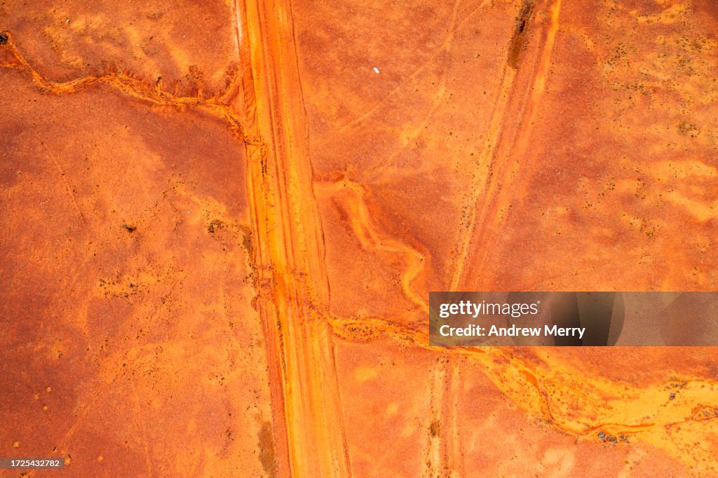 Dry creek dirt roads red abstract outback landscape aerial