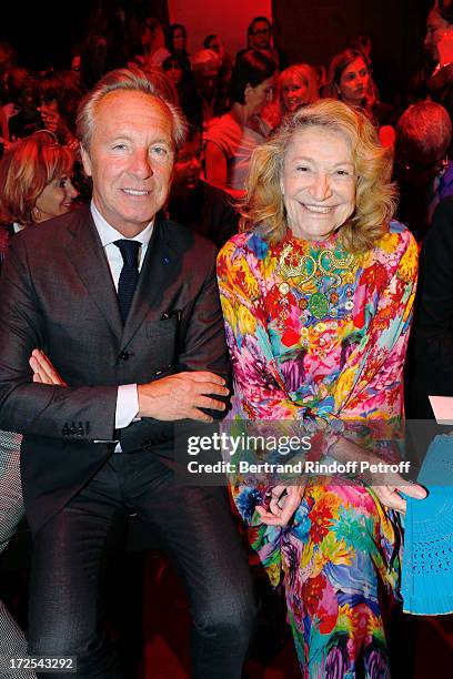 Fashion designer Edouard Vermeulen and Marta Marzotto attend the Elie Saab show as part of Paris Fashion Week Haute-Couture Fall/Winter 2013-2014 at...