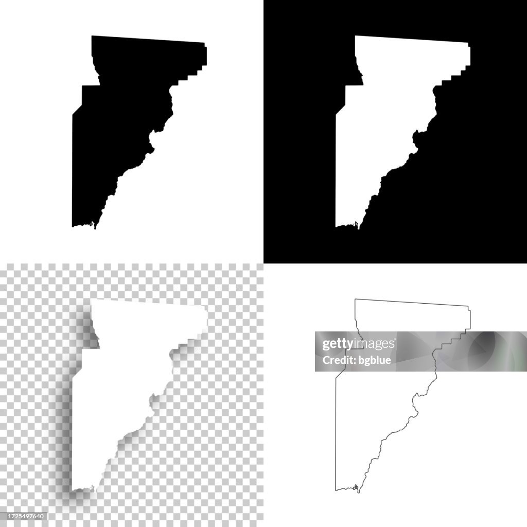 Jefferson County, Florida. Maps for design. Blank, white and black backgrounds