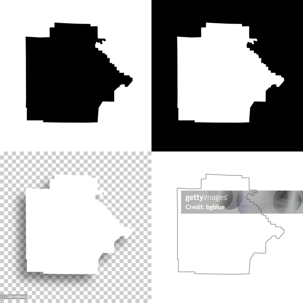 Tuscaloosa County, Alabama. Maps for design. Blank, white and black backgrounds