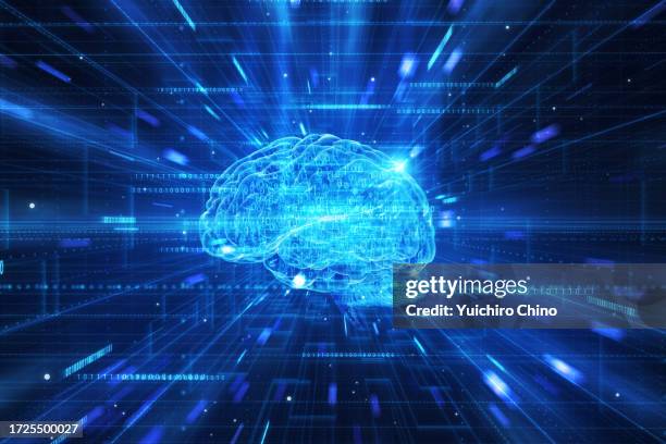 ai brain and technology tunnel - cerebro fotografías e imágenes de stock