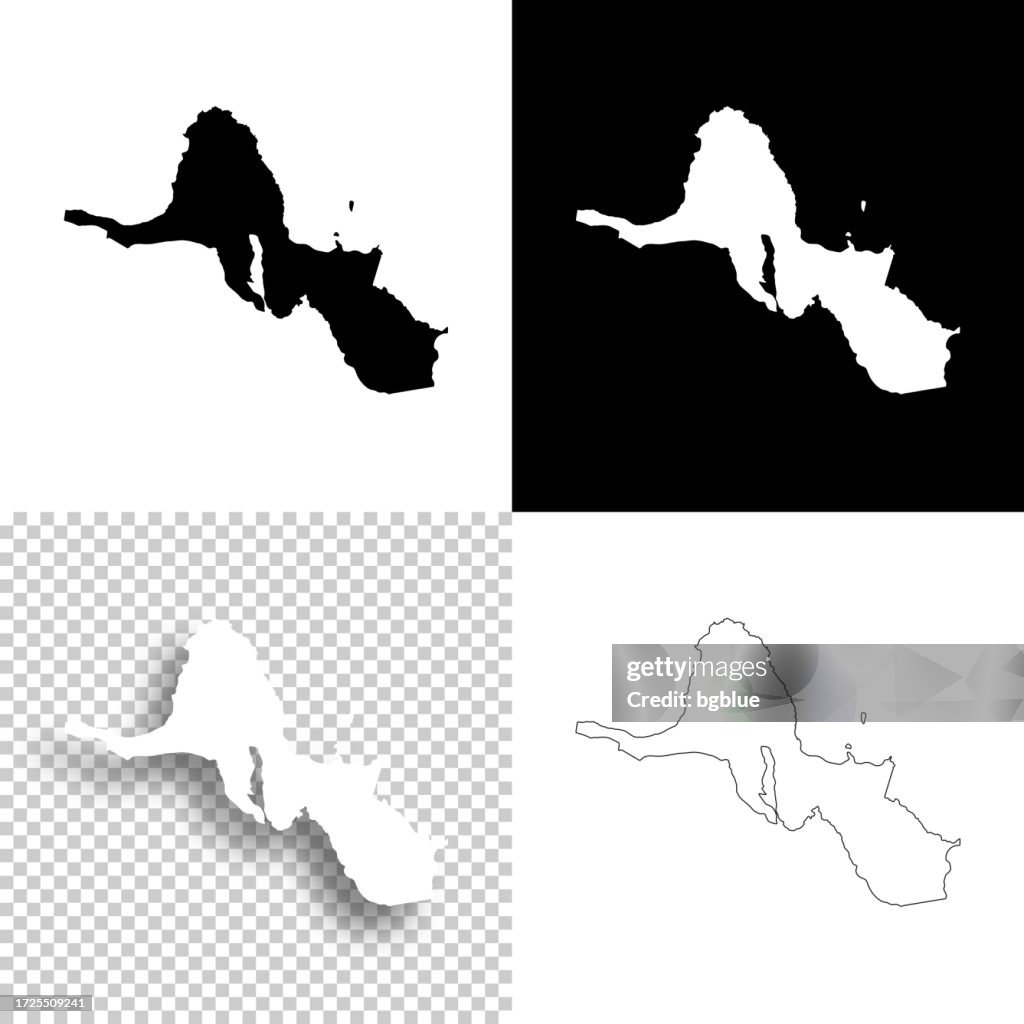 Kalawao County, Hawaii. Maps for design. Blank, white and black backgrounds