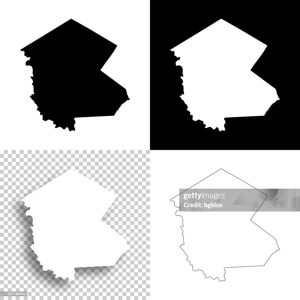 Sullivan County, New York. Maps for design. Blank, white and black backgrounds