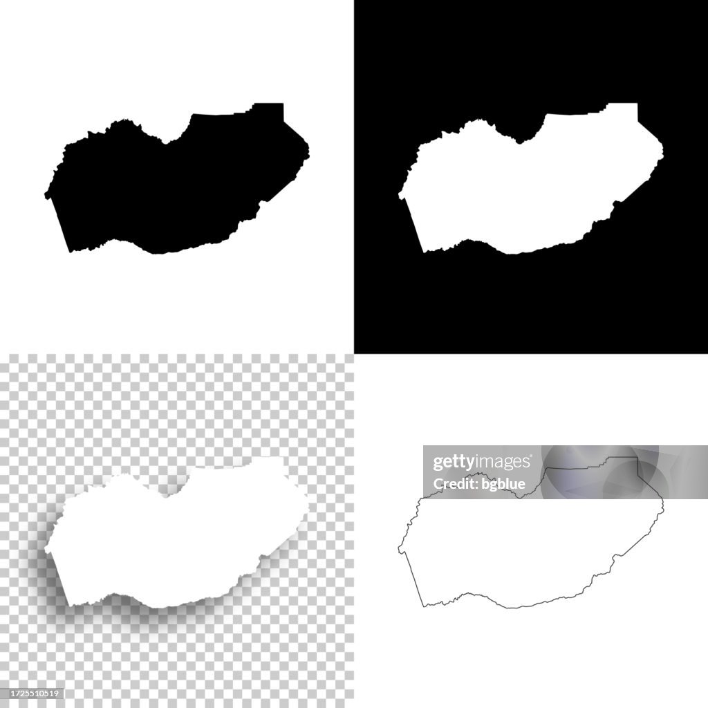 El Dorado County, California. Maps for design. Blank, white and black backgrounds