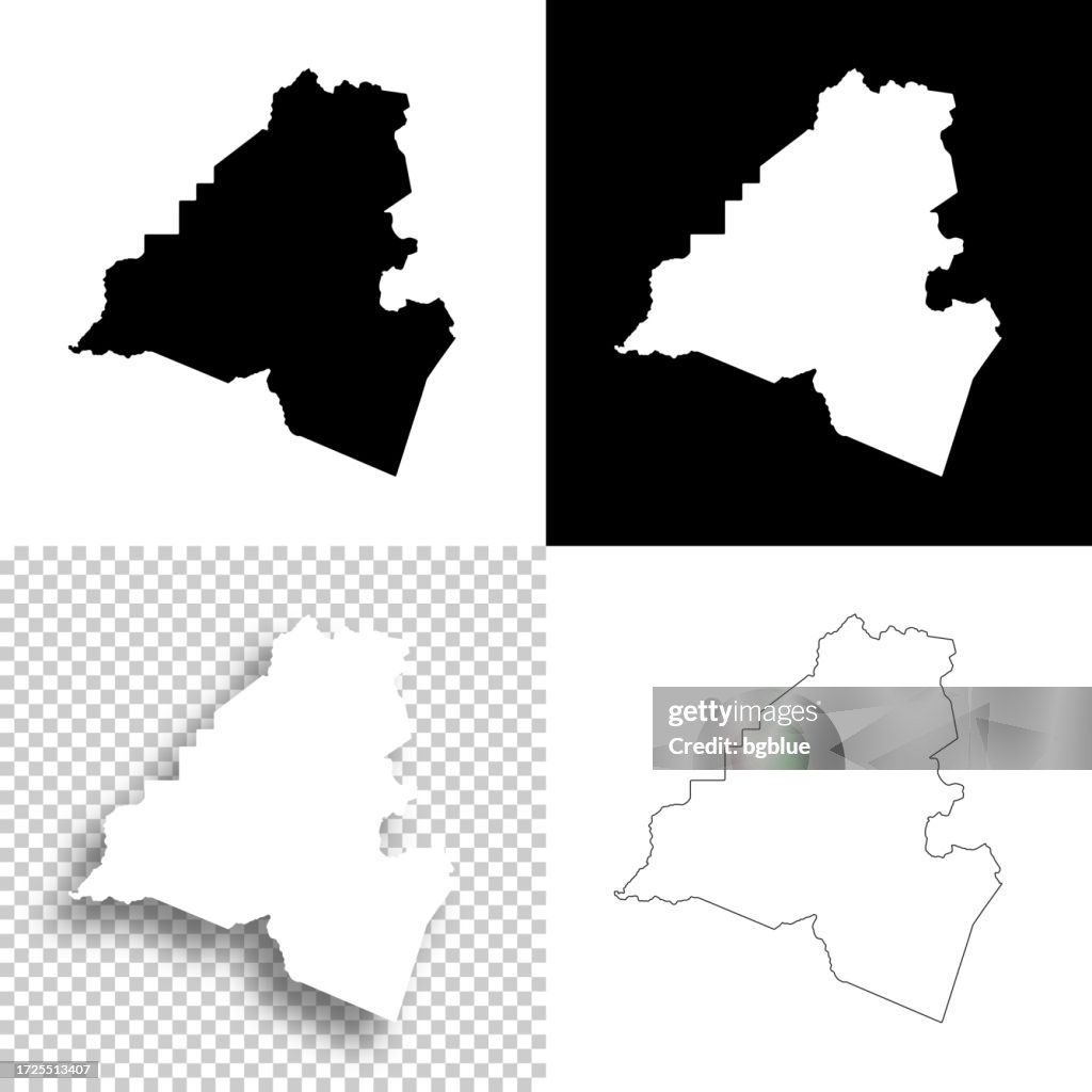 Lafayette Parish, Louisiana. Maps for design. Blank, white and black backgrounds
