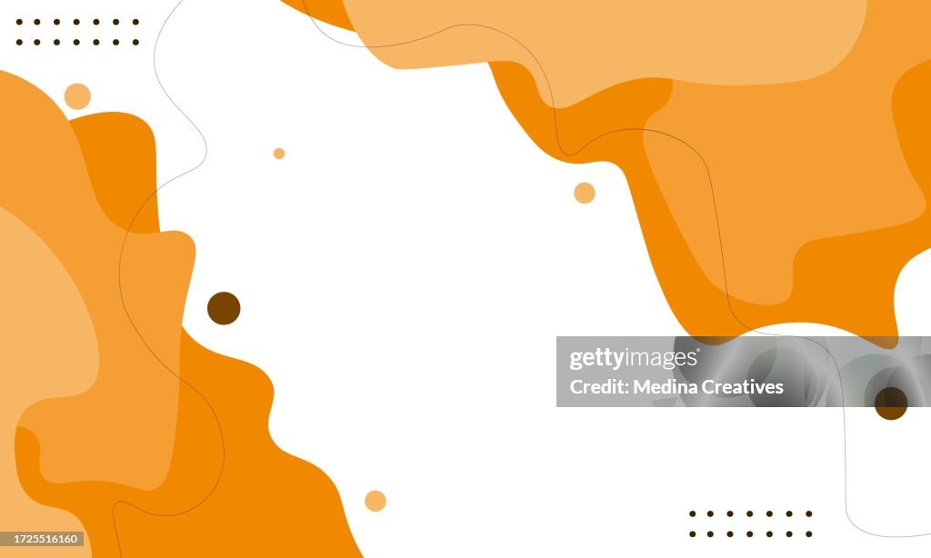 Orange Abstract Fluid Shape Background with Geometric Elements