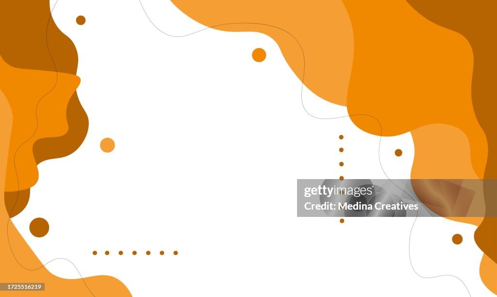 Orange Abstract Fluid Shape Background with Geometric Elements