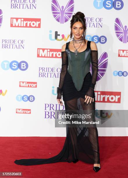 Megan McKenna arrives at the Pride Of Britain Awards 2023 at Grosvenor House on October 08, 2023 in London, England.