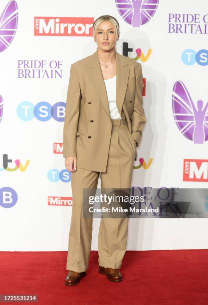 Leah Williamson arrives at the Pride Of Britain Awards 2023 at Grosvenor House on October 08, 2023 in London, England.