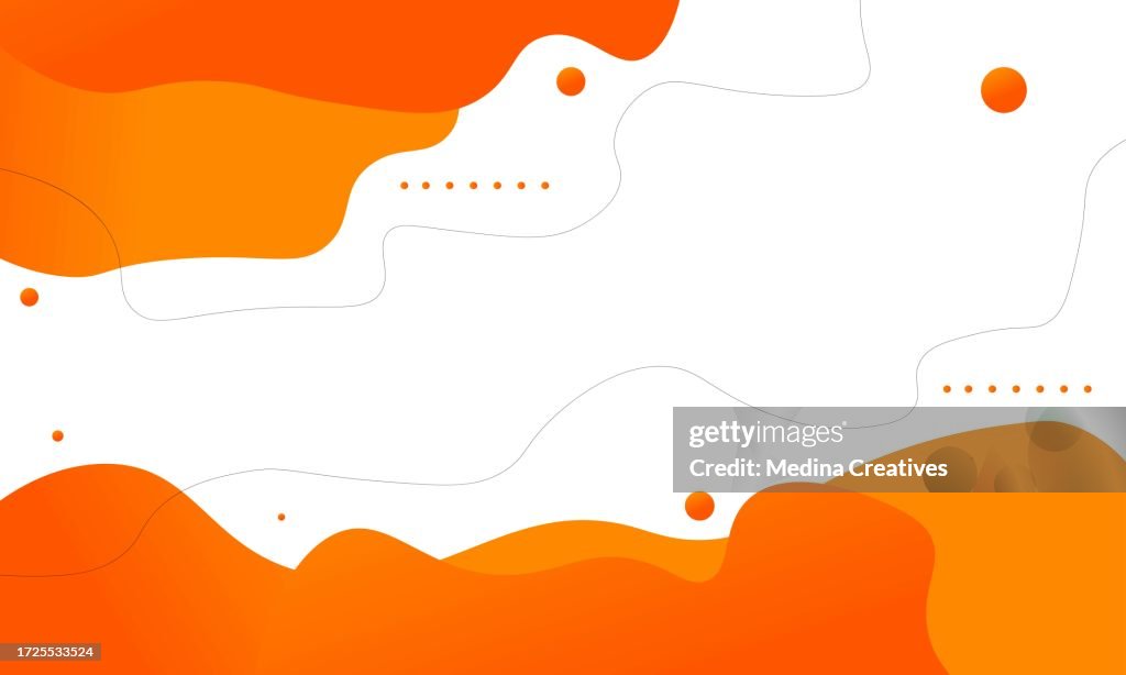 Orange Abstract Fluid Shape Background with Geometric Elements