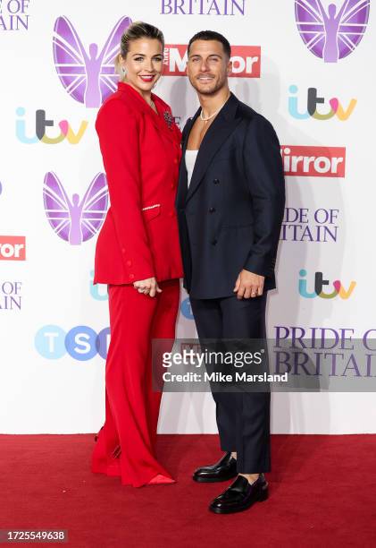 Gemma Atkinson and Gorka Márquez arrive at the Pride Of Britain Awards 2023 at Grosvenor House on October 08, 2023 in London, England.