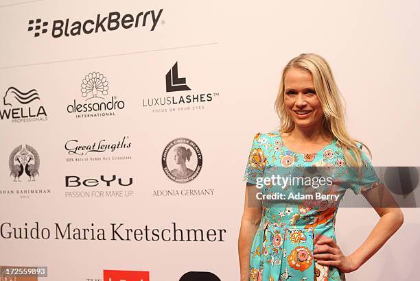 Nova Meierhenrich poses at the Blackberry Style Lounge during Mercedes-Benz Fashion Week in Berlin on July 3, 2013 in Berlin, Germany.