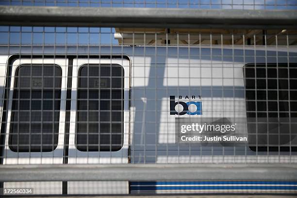 Bay Area Rapid Transit train sits idle at the Millbrae station on July 3, 2013 in Millbrae, California. For a third day, hundreds of thousands of San...