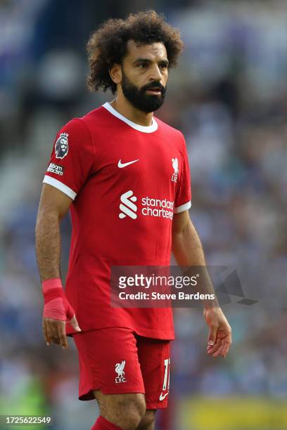 Mohamed Salah of Liverpool during the Premier League match between Brighton & Hove Albion and Liverpool FC at American Express Community Stadium on...