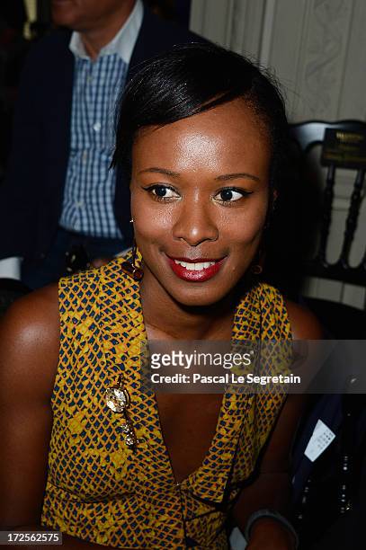 Shala Monroque attends the Valentino show as part of Paris Fashion Week Haute-Couture Fall/Winter 2013-2014 at Hotel Salomon de Rothschild on July 3,...