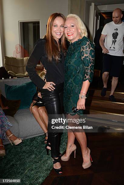 Sonja Kirchberger and Simone Anés attend at Simone Anes & Stephan Pelger Show during Mercedes-Benz Fashion Week Spring/Summer 2014 on July 3, 2013 in...