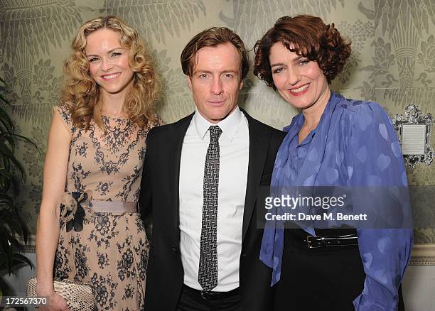 Anna Louise Plowman, Toby Stephens and Anna Chancellor attend "Private Lives" Press Night at Kettners on July 3, 2013 in London, England.