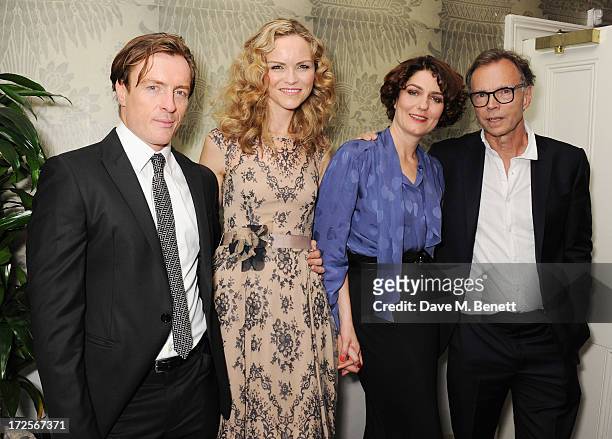 Toby Stephens, Anna Louise Plowman, Anna Chancellor and Jonathan Kent attend "Private Lives" Press Night at Kettners on July 3, 2013 in London,...